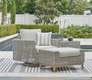 Seton Creek Outdoor Lounge Chair and Ottoman in Gray from Ashley - Lara Furniture