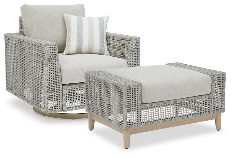 Seton Creek Outdoor Lounge Chair and Ottoman in Gray from Ashley - Lara Furniture