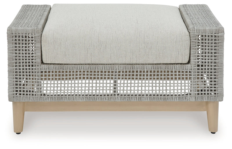 Seton Creek Outdoor Lounge Chair and Ottoman in Gray from Ashley - Lara Furniture