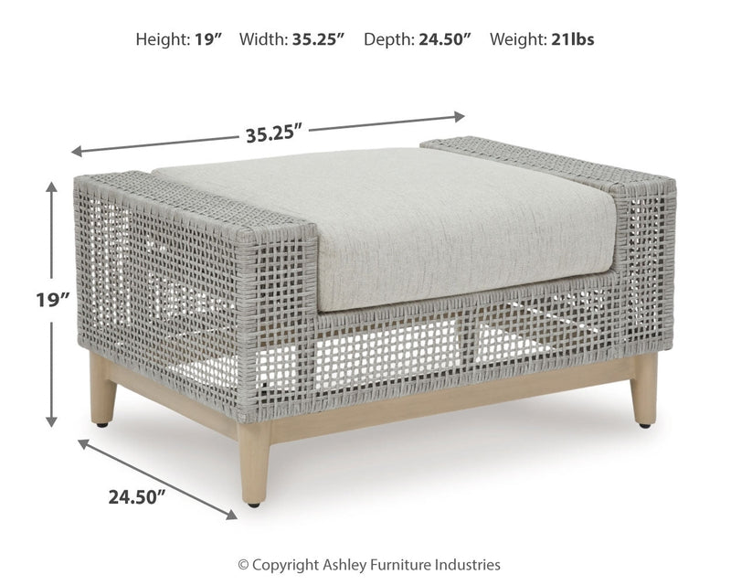 Seton Creek Outdoor Lounge Chair and Ottoman in Gray from Ashley - Lara Furniture
