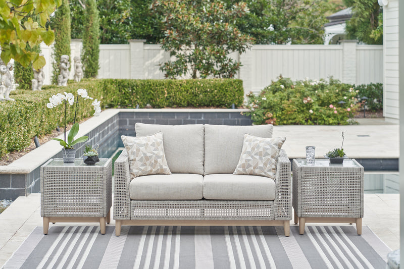 Seton Creek Outdoor Sofa and Loveseat in Gray from Ashley - Lara Furniture