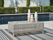 Seton Creek Outdoor Sofa and Loveseat with Coffee Table in Gray from Ashley - Lara Furniture