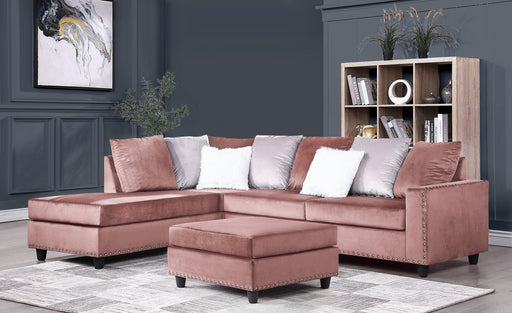 Cyndia Pink Velvet Reversible Sectional - Lara FurnitureSectional