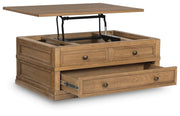 Sharlance Light Brown Lift-Top Coffee Table - T655-9