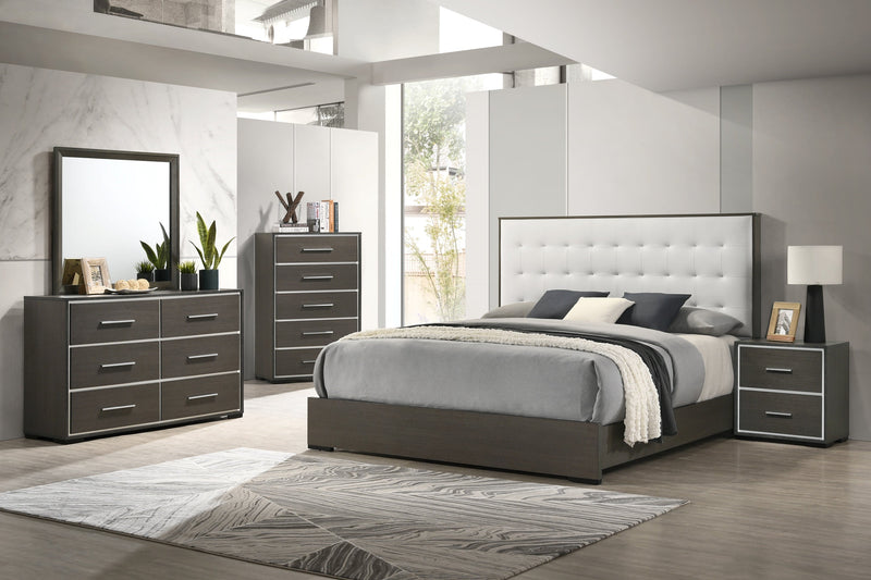 Sharpe Brown Twin Upholstered Panel Bed - Lara FurnitureTwin Bed