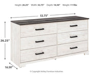 Shawburn Full Panel Headboard Bed with Dresser and 2 Nightstands in Whitewash - PKG009341