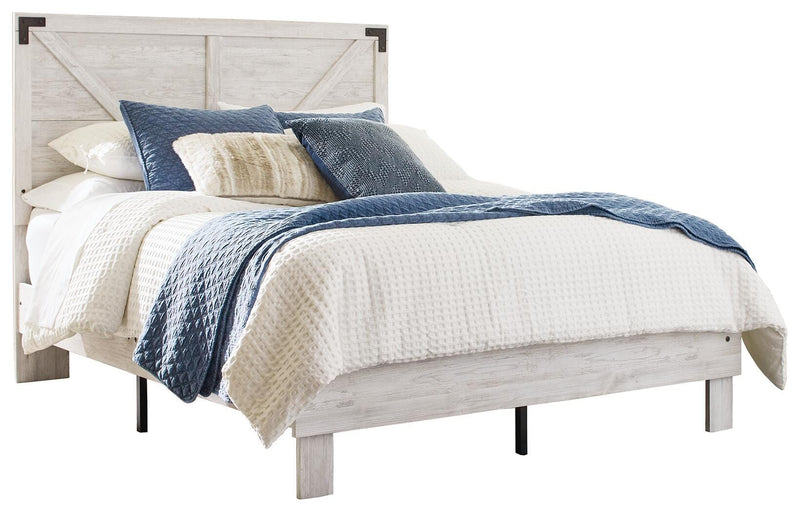 Shawburn Full Platform Bed with Dresser and 2 Nightstands in White/Dark Charcoal Gray - PKG009357