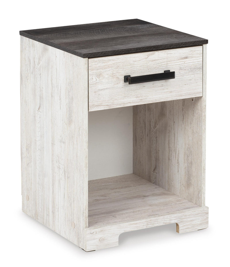 Shawburn Full Platform Bed with Dresser and 2 Nightstands in White/Dark Charcoal Gray - PKG009357