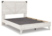 Shawburn Queen Panel Platform Bed with 2 Nightstands in White/Dark Charcoal Gray - PKG016203