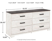 Shawburn Queen Platform Bed with Dresser and 2 Nightstands in White/Dark Charcoal Gray - PKG009333