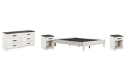 Shawburn Queen Platform Bed with Dresser and 2 Nightstands in Whitewash - PKG009325