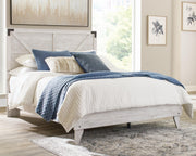 Shawburn Queen Platform Bed with Dresser in White/Dark Charcoal Gray - PKG016193