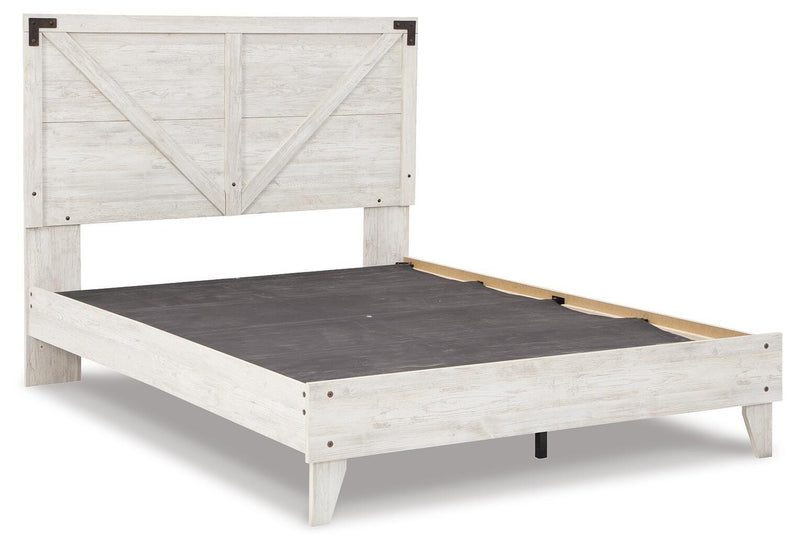 Shawburn Queen Platform Bed with Dresser in White/Dark Charcoal Gray - PKG016193