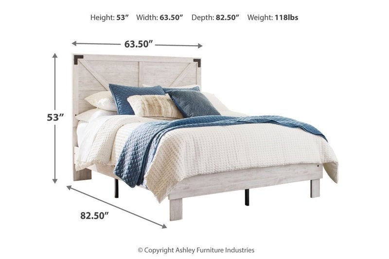 Shawburn White/Dark Charcoal Gray Queen Crossbuck Panel Platform Bed - Lara FurnitureQueen Bed