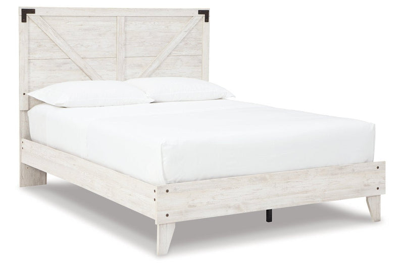 Shawburn White/Dark Charcoal Gray Queen Crossbuck Panel Platform Bed - Lara FurnitureQueen Bed