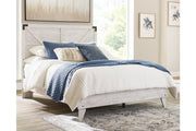Shawburn White/Dark Charcoal Gray Queen Crossbuck Panel Platform Bed - Lara FurnitureQueen Bed