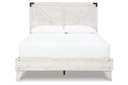 Shawburn White/Dark Charcoal Gray Queen Crossbuck Panel Platform Bed - Lara FurnitureQueen Bed