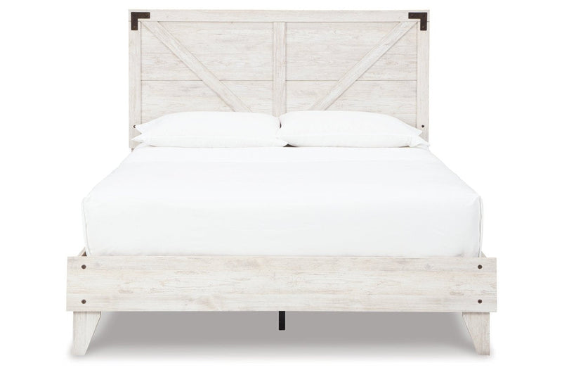 Shawburn White/Dark Charcoal Gray Queen Crossbuck Panel Platform Bed - Lara FurnitureQueen Bed