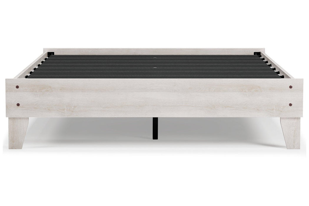 Shawburn Whitewash Queen Platform Bed - Gate FurnitureQueen Bed