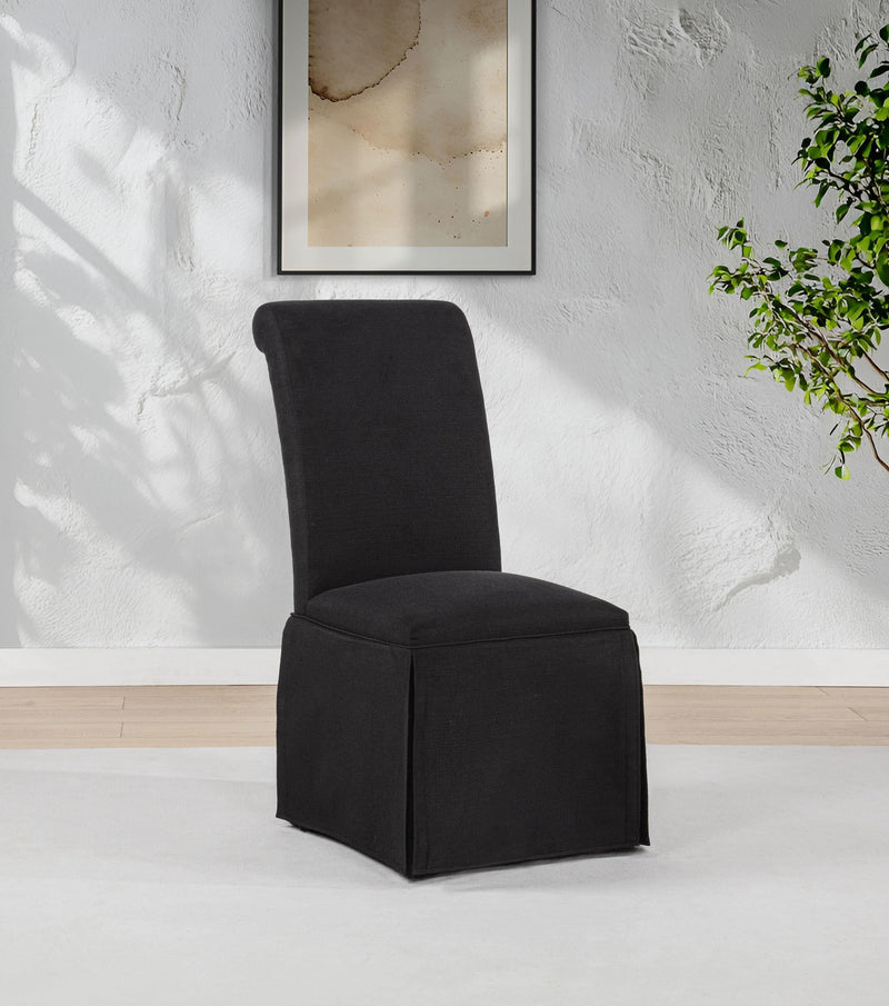 Shawna Upholstered Skirted Side Chair Black (Set of 2) - 193912BLK