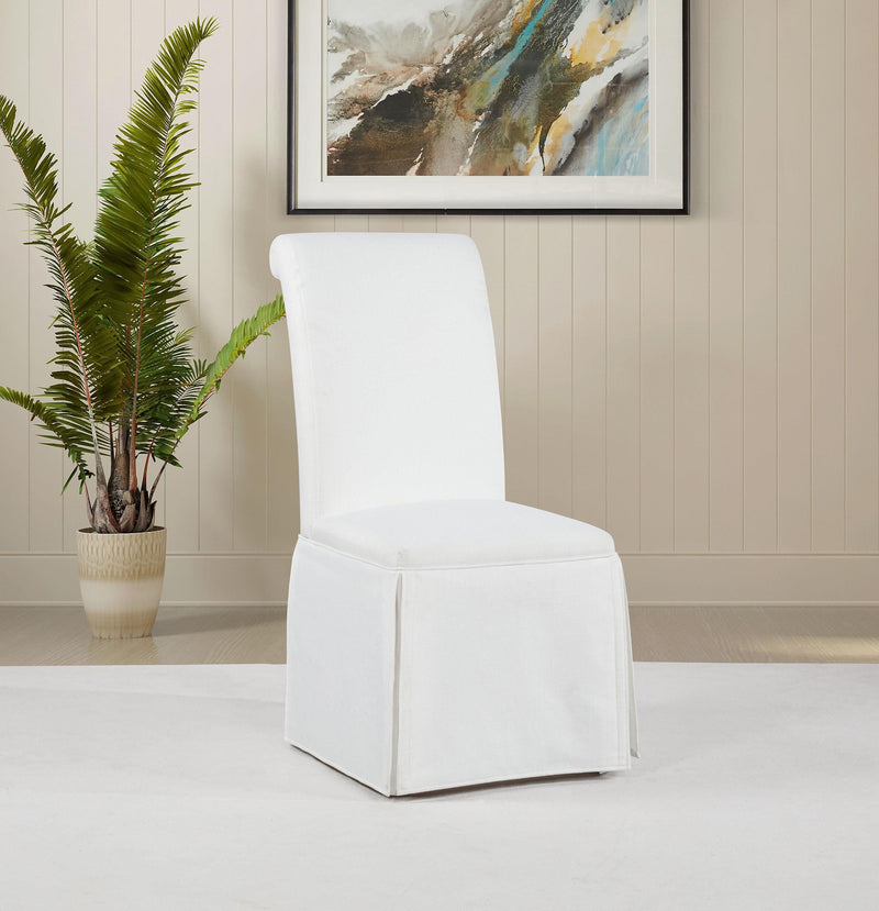 Shawna Upholstered Skirted Side Chair White (Set of 2) - 193912WHT