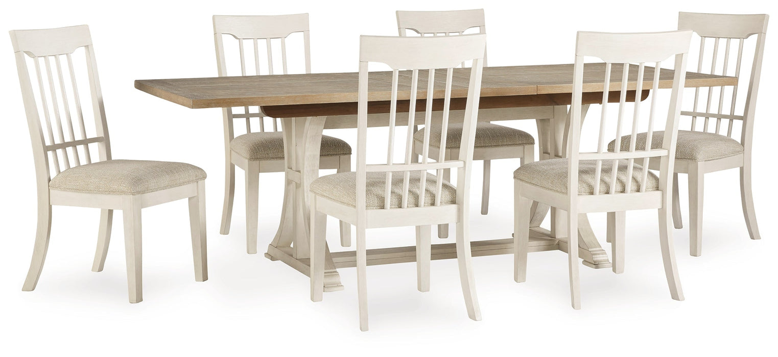 Shaybrock Antique White/Brown Dining Table and 6 Chairs - Gate FurnitureDining Room Set