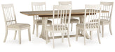 Shaybrock Antique White/Brown Dining Table and 6 Chairs - Gate FurnitureDining Room Set