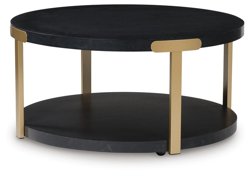 Shylore Black/Brass Finish Table (Set of 3) - T410-13