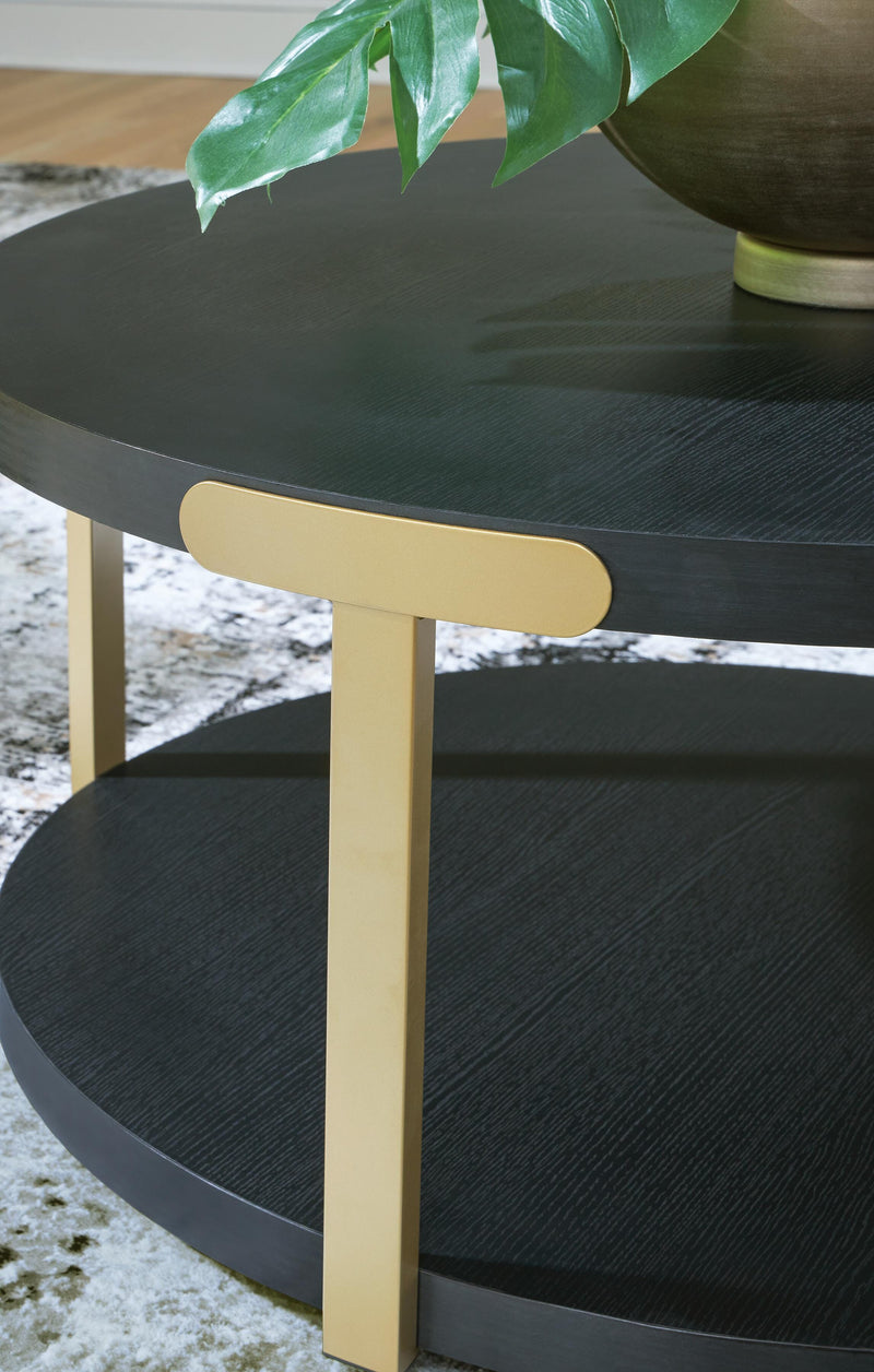 Shylore Black/Brass Finish Table (Set of 3) - T410-13