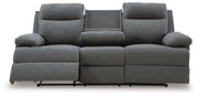 Side-Swipe Charcoal Reclining Sofa with Drop Down Table - PC9140689