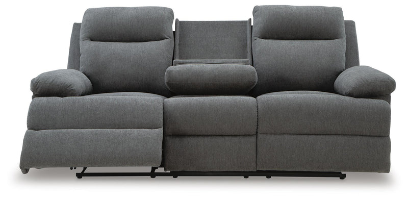Side-Swipe Charcoal Reclining Sofa with Drop Down Table - PC9140689