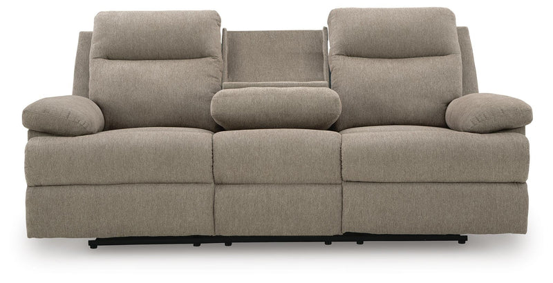 Side-Swipe Mocha Reclining Sofa with Drop Down Table - PC9140589