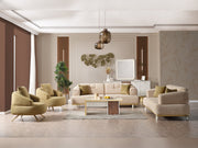 Sidney 3-pieces (Sofa & Loveseat & Chair) Livingroom in White - Orange - 200-ELIF-SID-A204-321