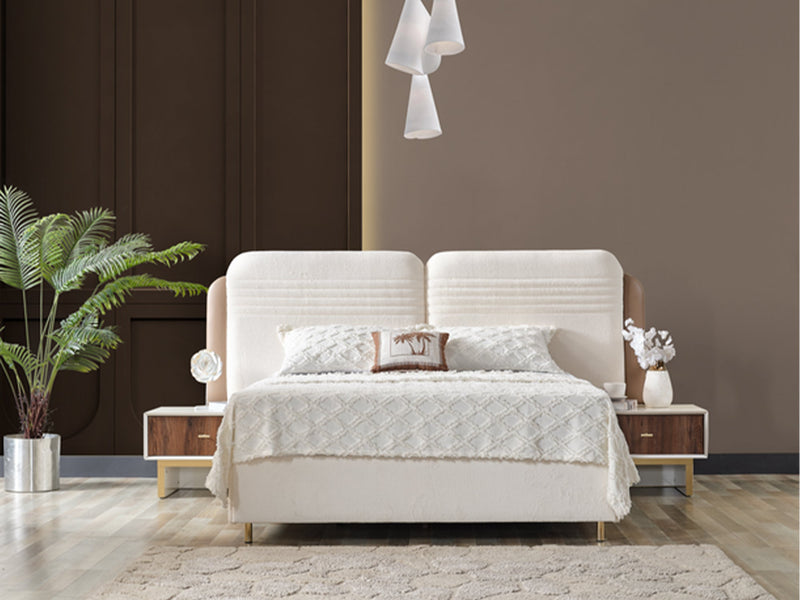 Sidney Bedroom (Queen Frame With Headboard & Dresser With Mirror & Ottoman & 2 Nightstand) - 200-ELIF-SID-A201-QBED-SET