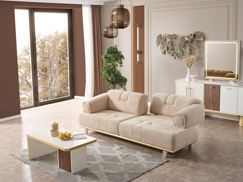 Sidney Convertible Loveseat in Beige - 200-ELIF-SID-A206-2