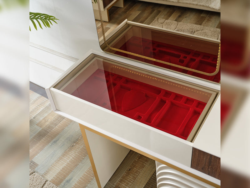 Sidney Dresser With Mirror & Ottoman - 200-ELIF-SID-A201-DR
