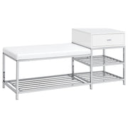 Siega 1-Drawer Shoe Storage Entryway Bench White High Gloss and Chrome - 910223