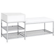 Siega 1-Drawer Shoe Storage Entryway Bench White High Gloss and Chrome - 910223