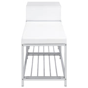 Siega 1-Drawer Shoe Storage Entryway Bench White High Gloss and Chrome - 910223