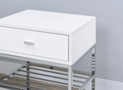 Siega 1-Drawer Shoe Storage Entryway Bench White High Gloss and Chrome - 910223