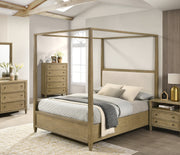 Sienna Rustic Natural Queen Canopy Platform Bed - Lara FurnitureQueen Bed