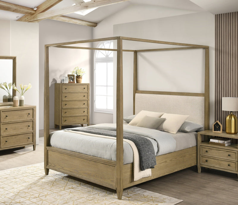 Sienna Rustic Natural Queen Canopy Platform Bed - Lara FurnitureQueen Bed
