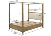 Sienna Rustic Natural Queen Canopy Platform Bed - Lara FurnitureQueen Bed