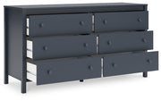 Simmenfort Full Panel Headboard with Dresser and Chest in Navy Blue - PKG020613