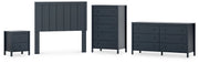 Simmenfort Full Panel Headboard with Dresser, Chest and Nightstand in Navy Blue - PKG020614