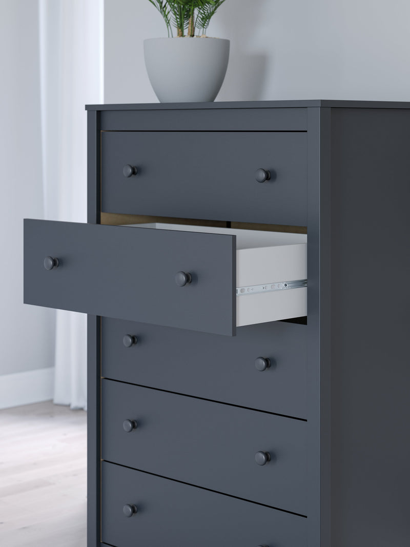 Simmenfort Full Panel Headboard with Dresser, Chest and Nightstand in Navy Blue - PKG020614