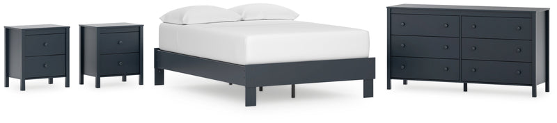 Simmenfort Full Platform Bed with Dresser and 2 Nightstands in Navy Blue - PKG020624
