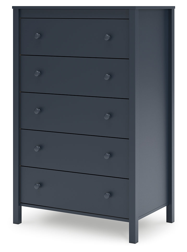 Simmenfort Full Platform Bed with Dresser, Chest and 2 Nightstands in Navy Blue - PKG020625