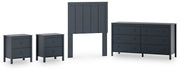 Simmenfort Twin Panel Headboard with Dresser and 2 Nightstands in Navy Blue - PKG020603