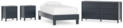 Simmenfort Twin Platform Bed with Dresser and 2 Nightstands in Navy Blue - PKG020617